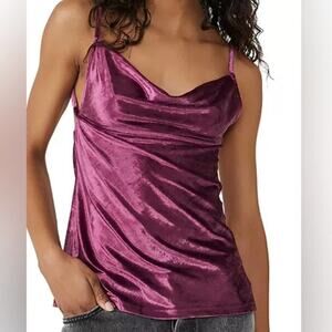 Free People Purple Satin Tunic Top